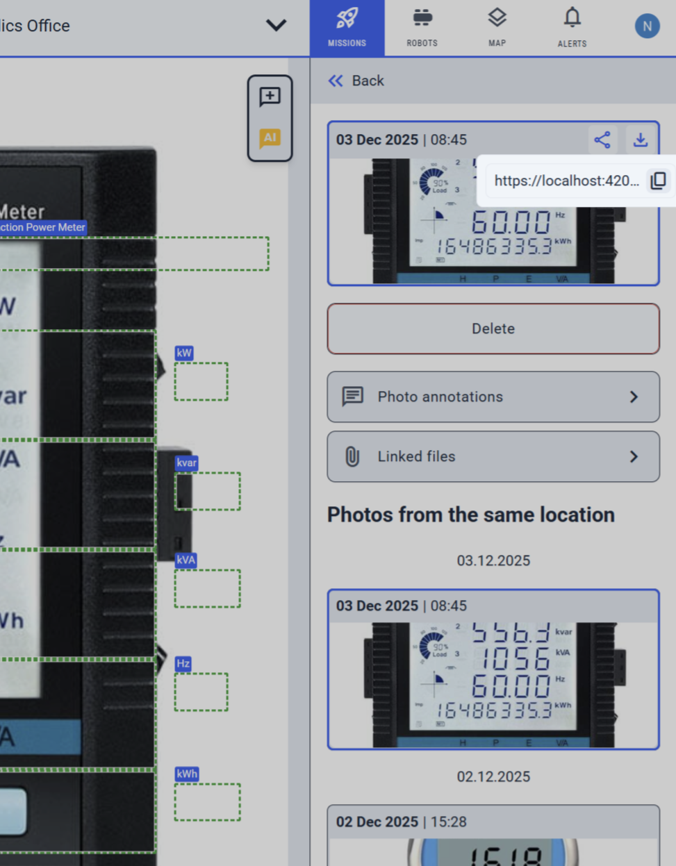 Share button in action