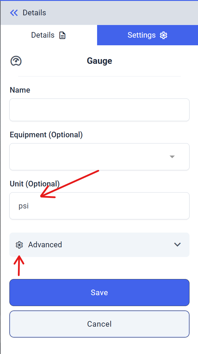 Gauge POI unit and settings