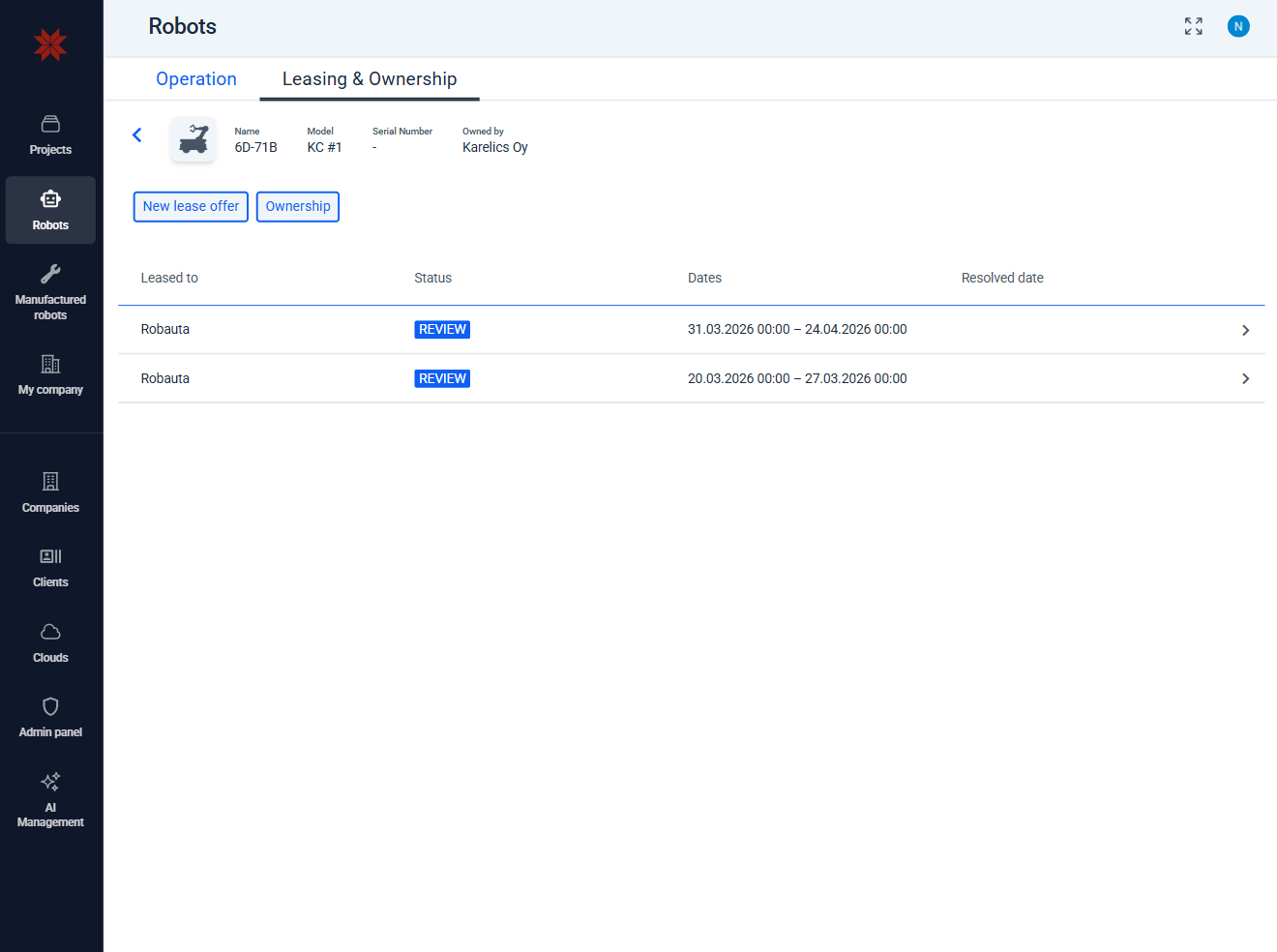 Improved leasing UI