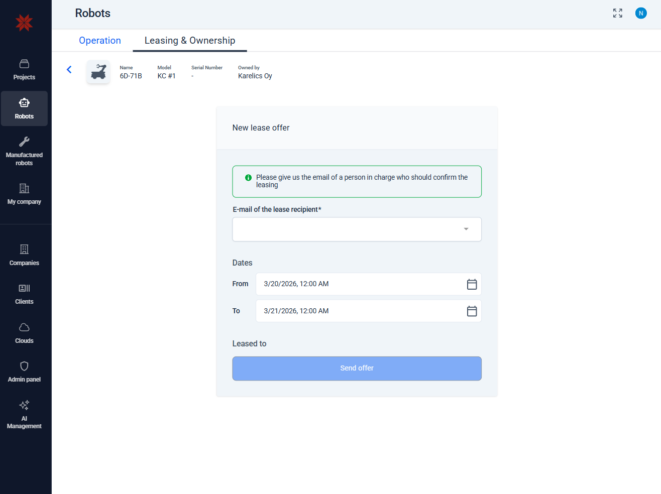 Improved leasing UI