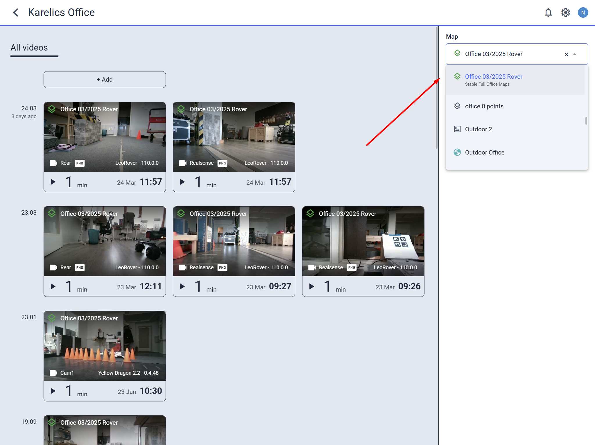 Filter videos by map