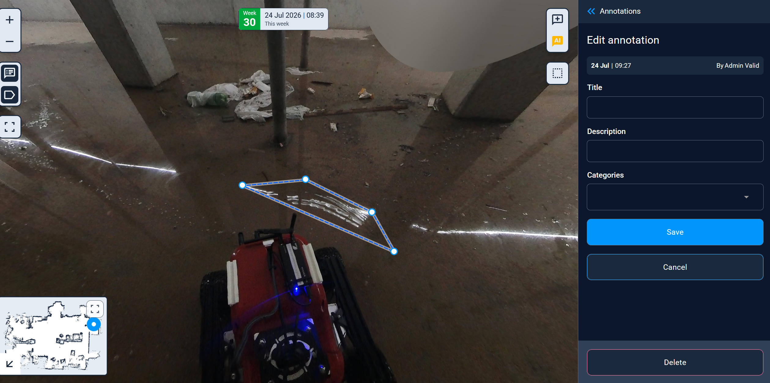 Annotation on a 360° photo