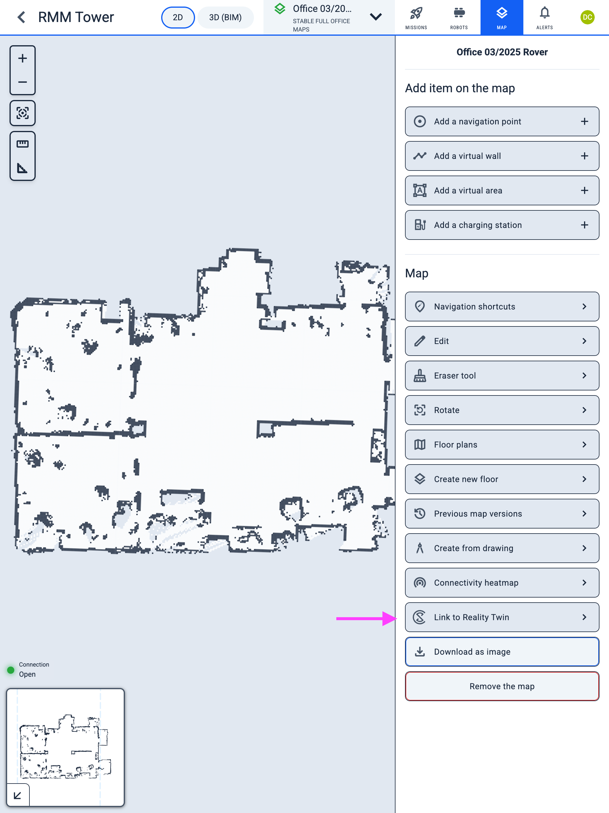 Link to Digital Twin on map