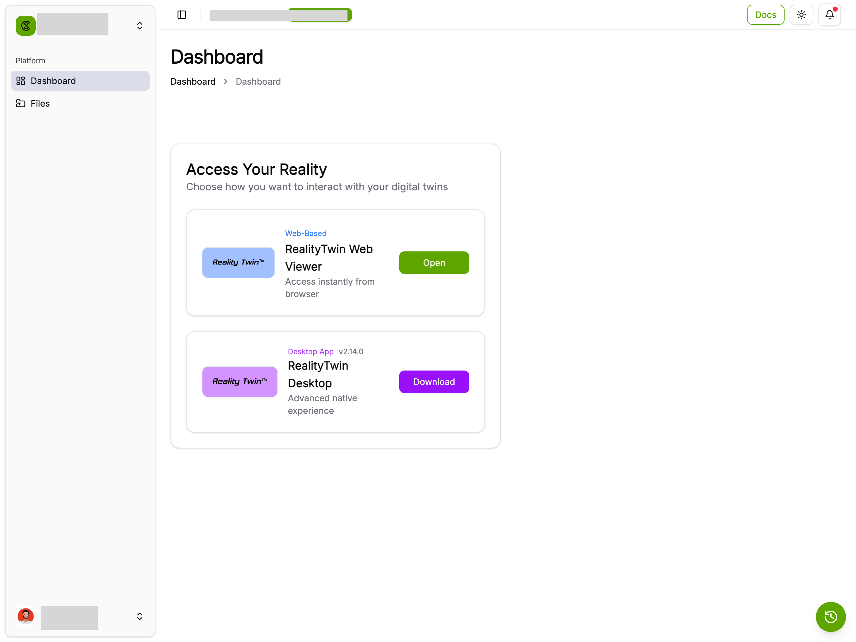 Digital Twin dashboard