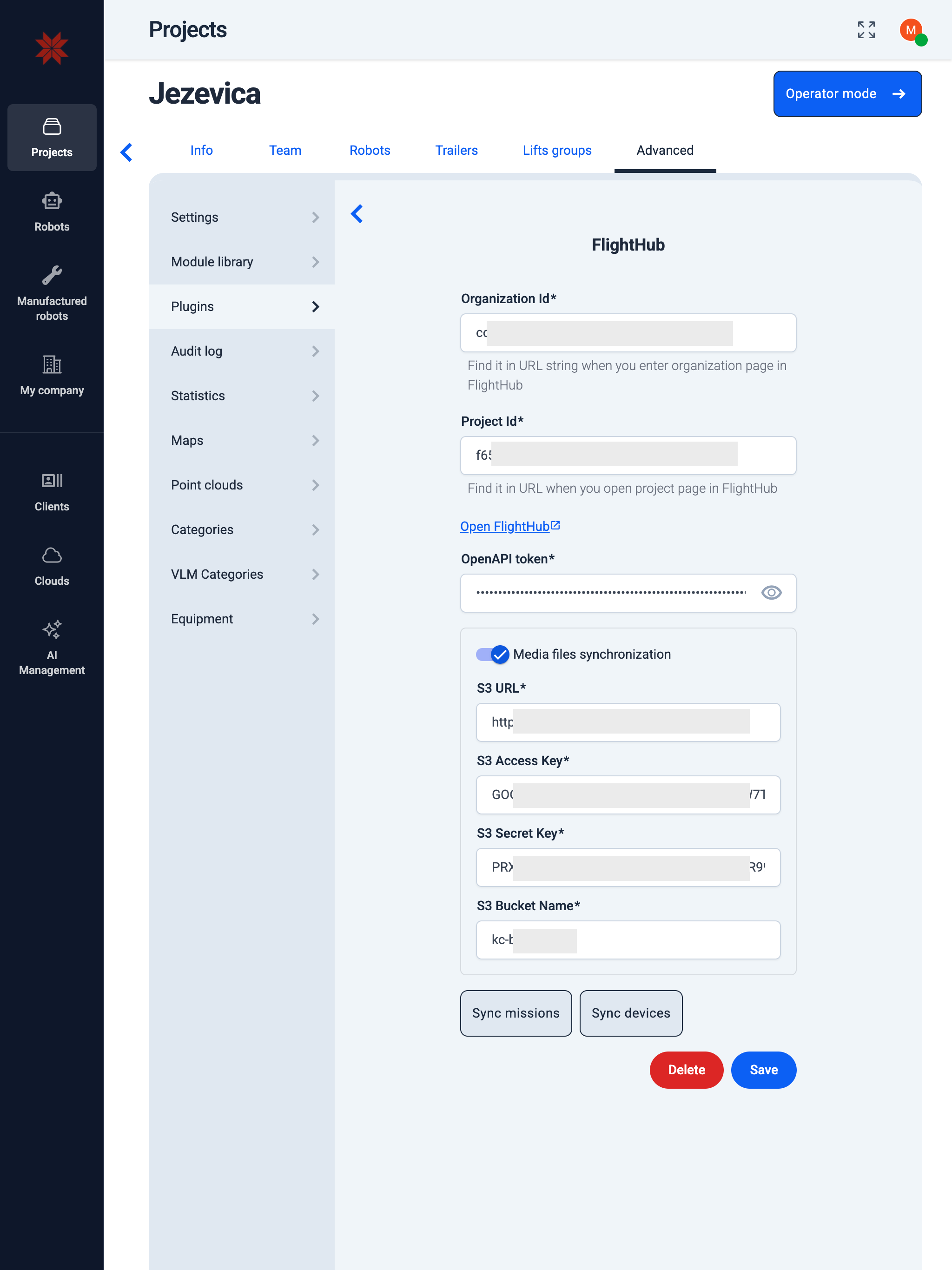 Sync missions from FlightHub to Karelics Cloud