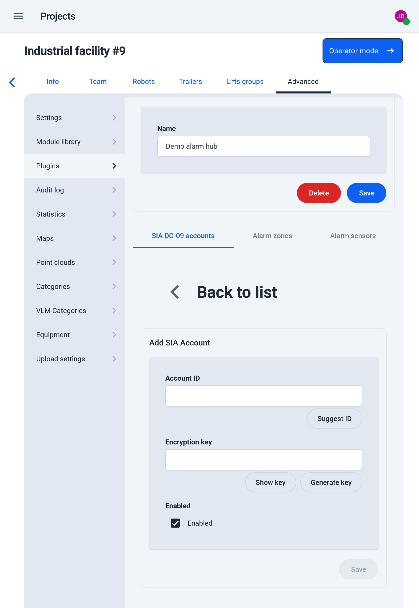 Add SIA Account form