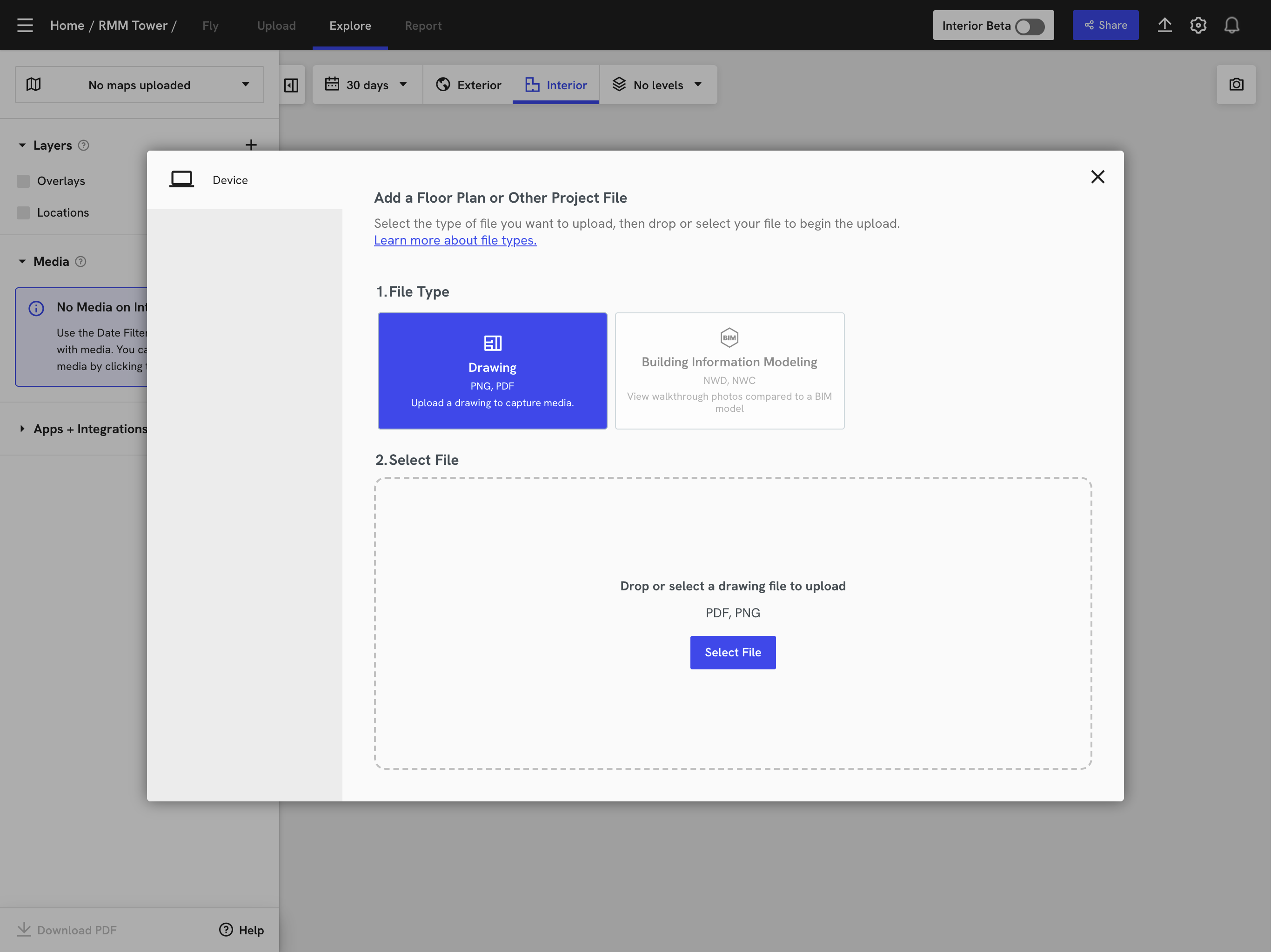 DroneDeploy Interior mode