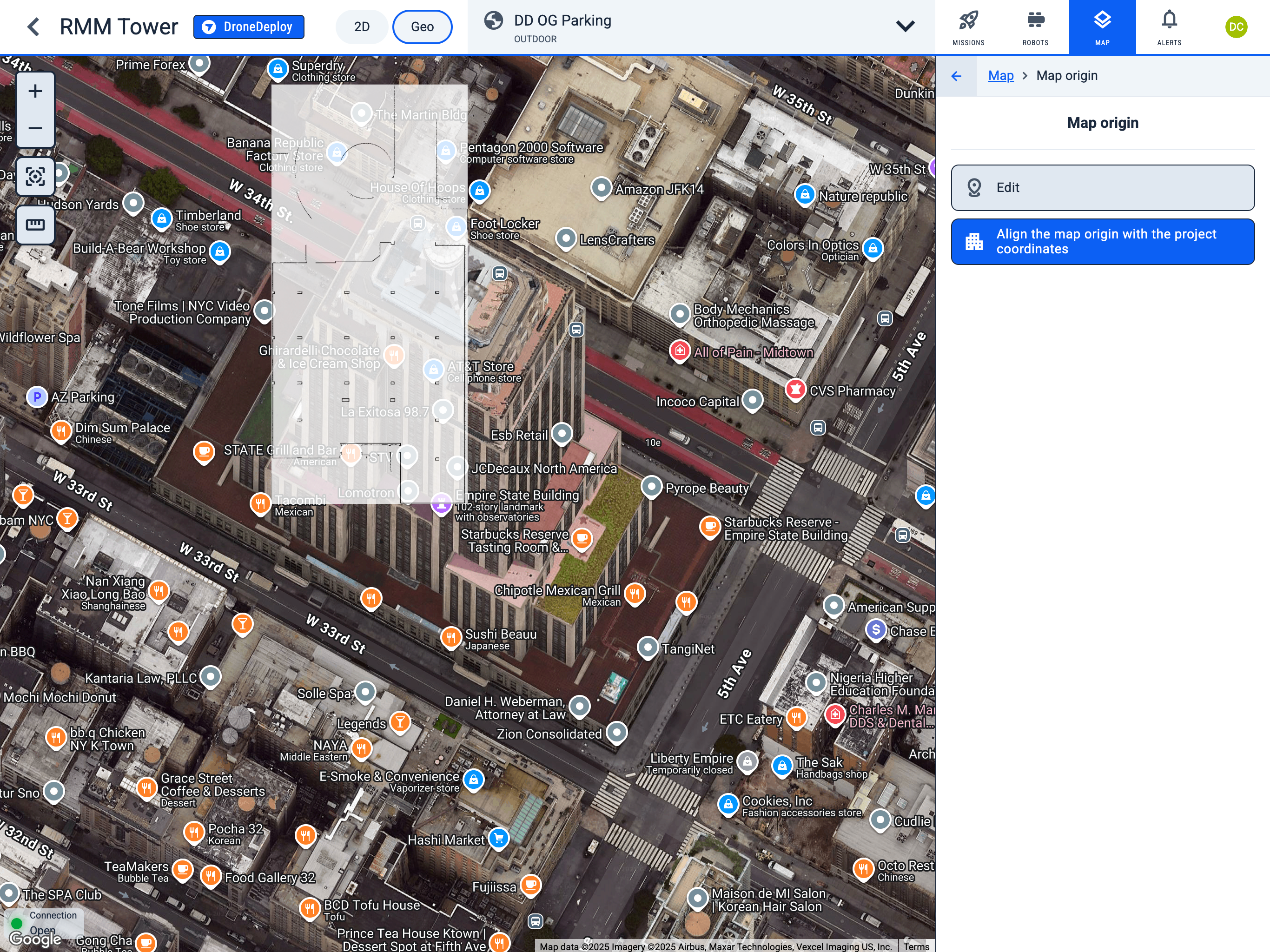 Map origin in Geo view