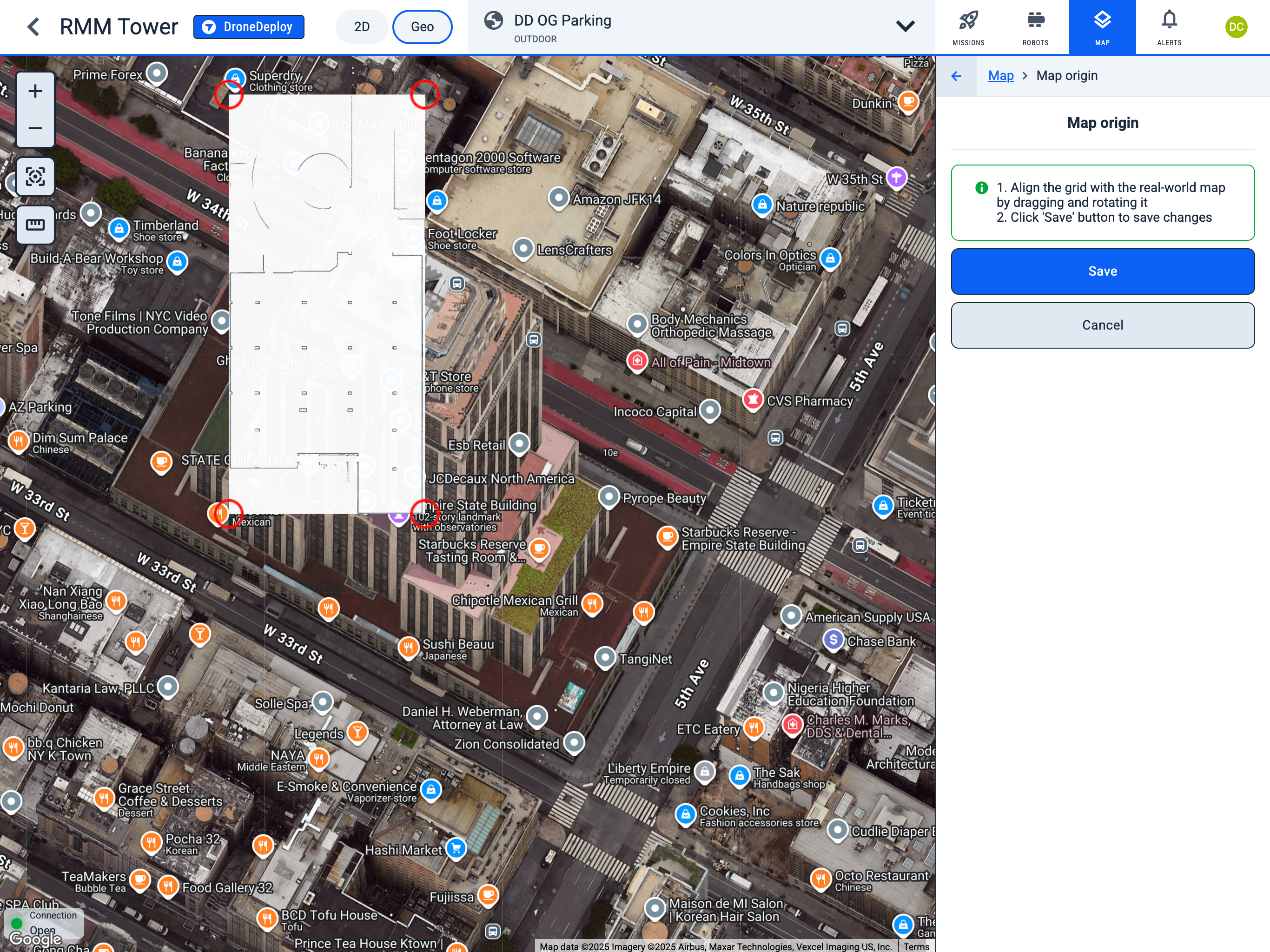 Map origin in Geo view