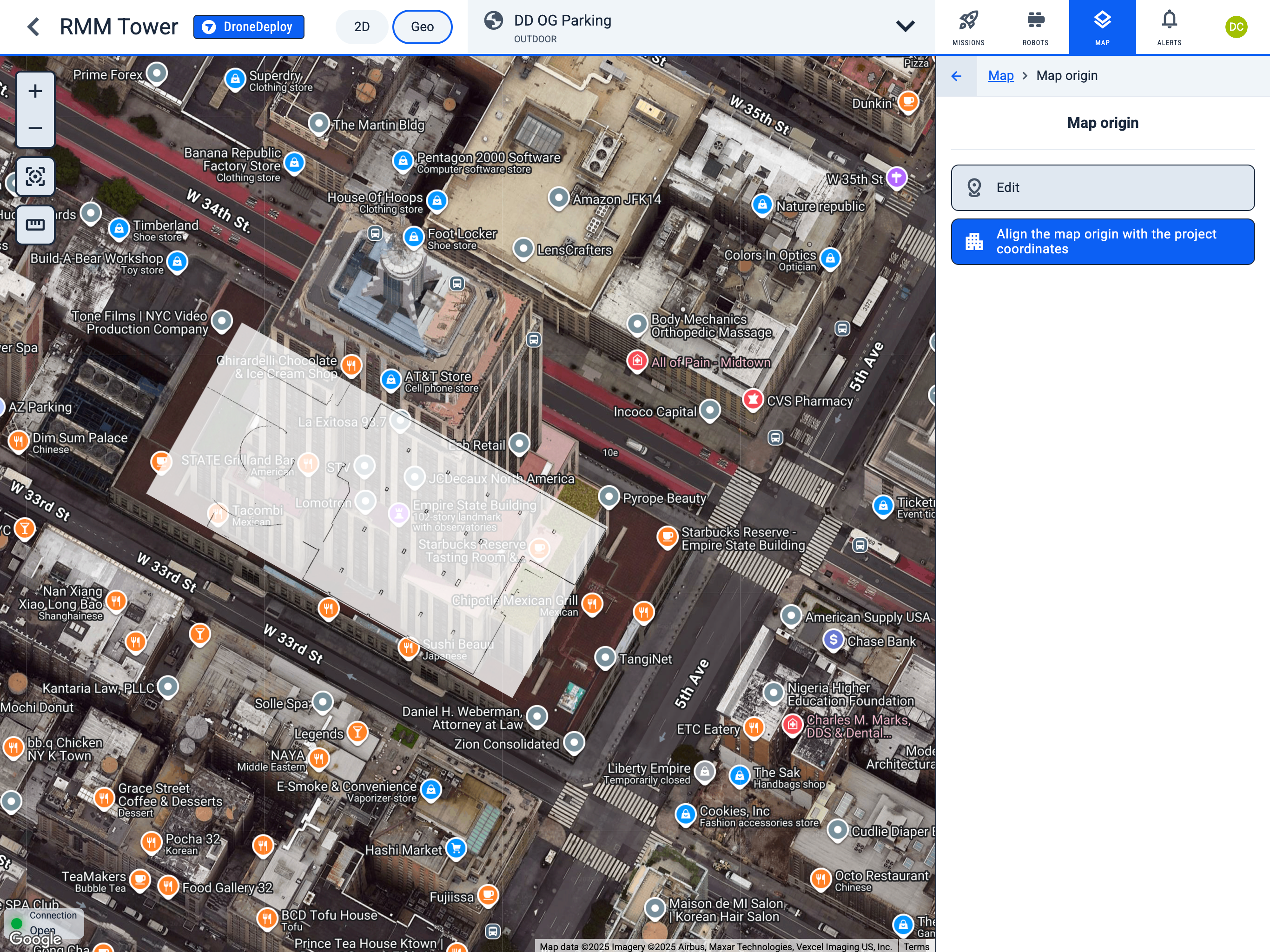 Map origin in Geo view