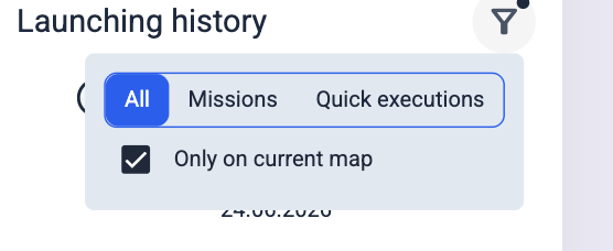 Launching history filters